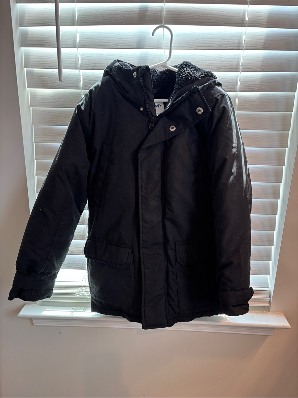 Old Navy Black Hooded Puffer Coat